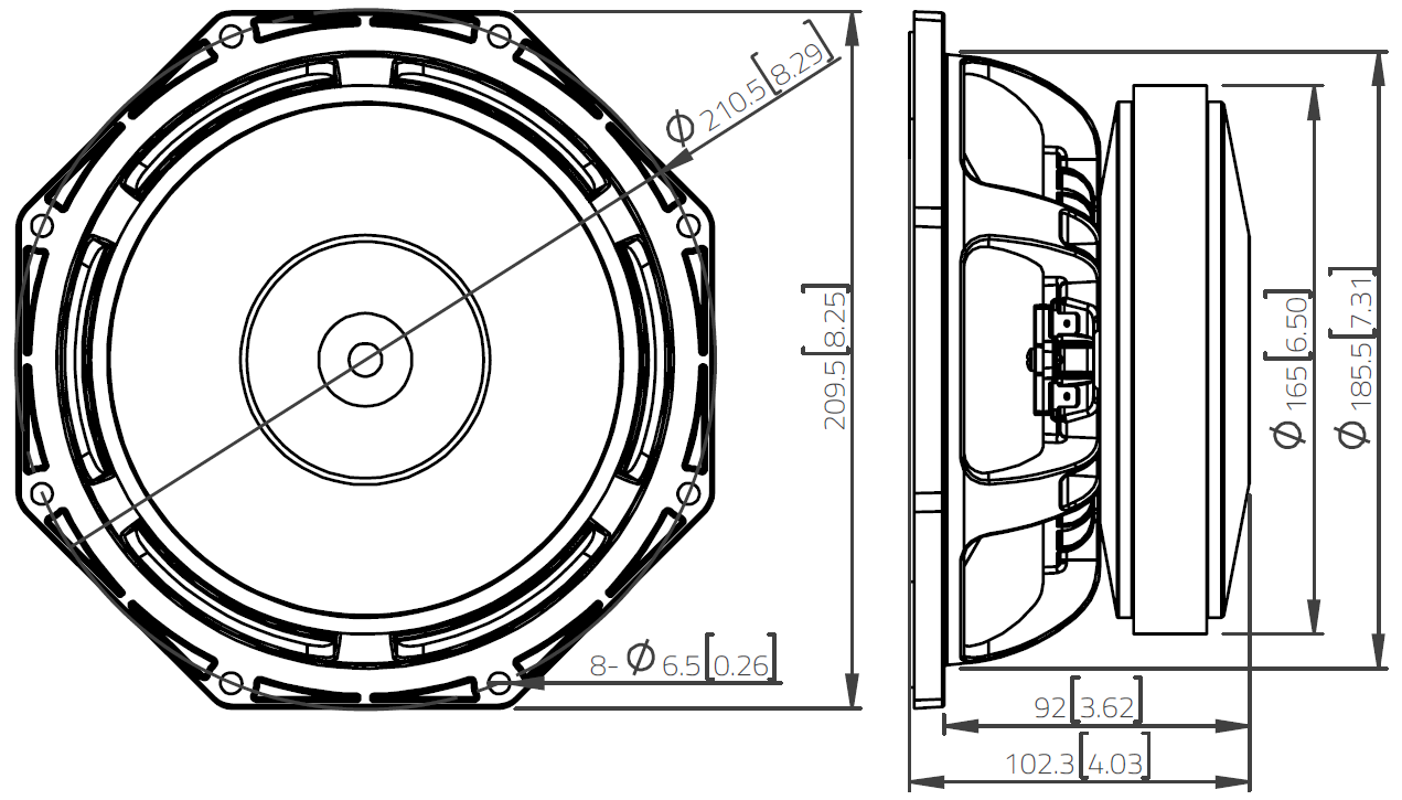 LaVoce WAF082.01 Dimensions