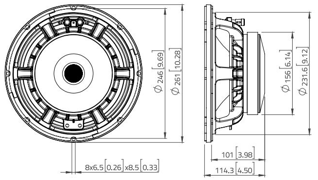 LaVoce WAF102.50A-16 Dimensions