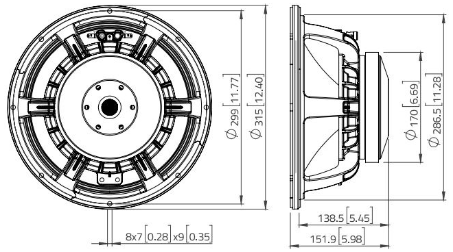 LaVoce WAF122.50-4 Dimensions