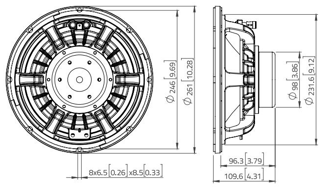 LaVoce WAN102.50-16 Dimensions