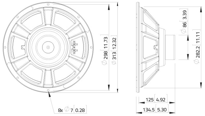 LaVoce WSN122.50-4 Dimensions