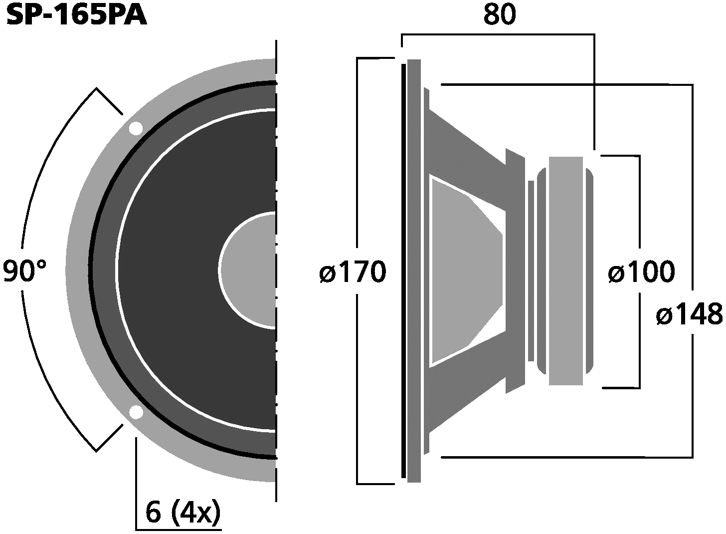 MONACOR SP-165PA Dimensions