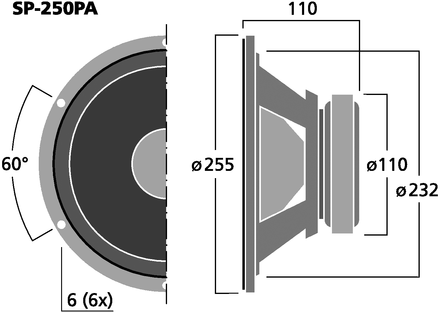 MONACOR SP-250PA Dimensions