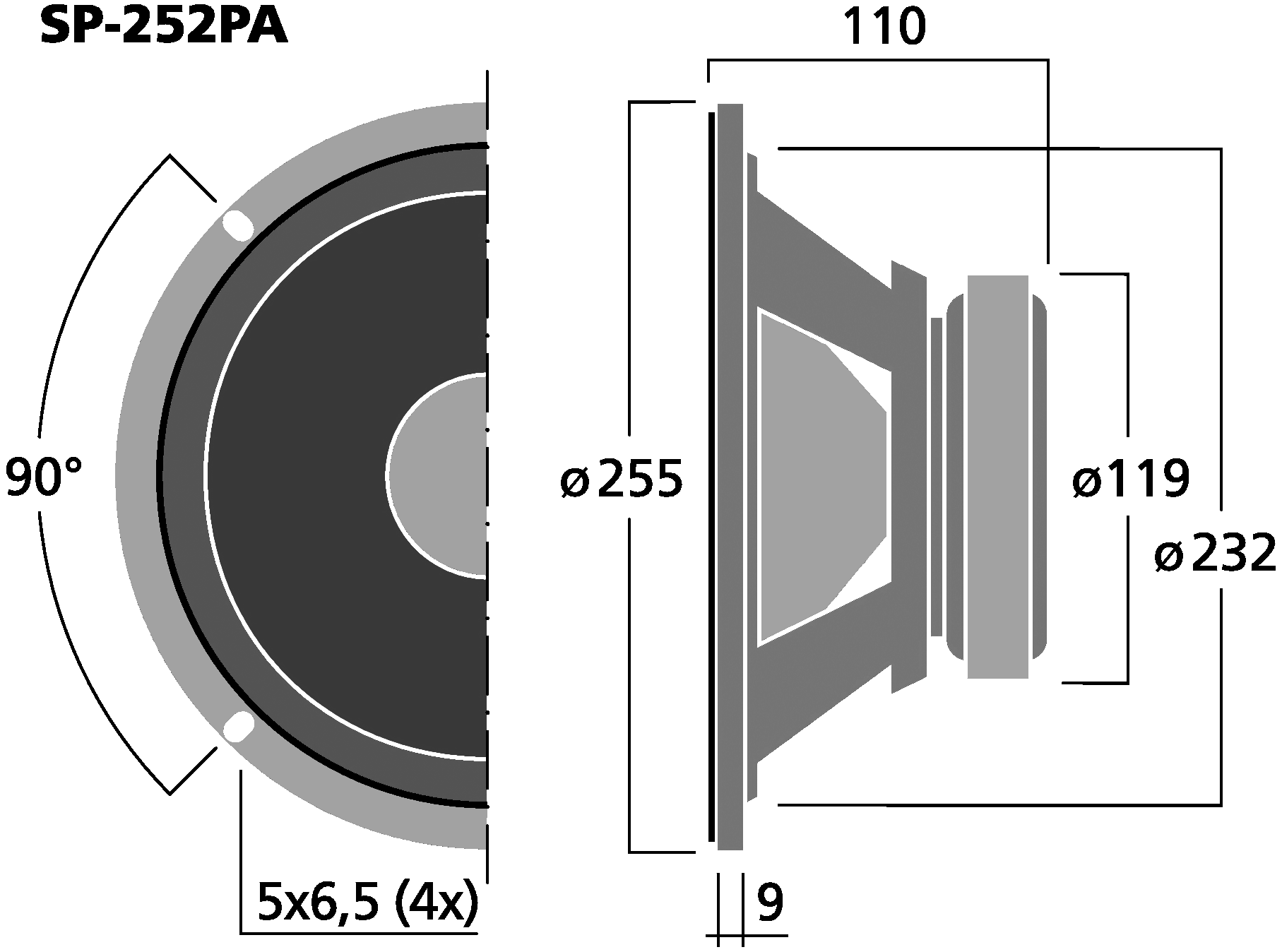 MONACOR SP-252PA Dimensions