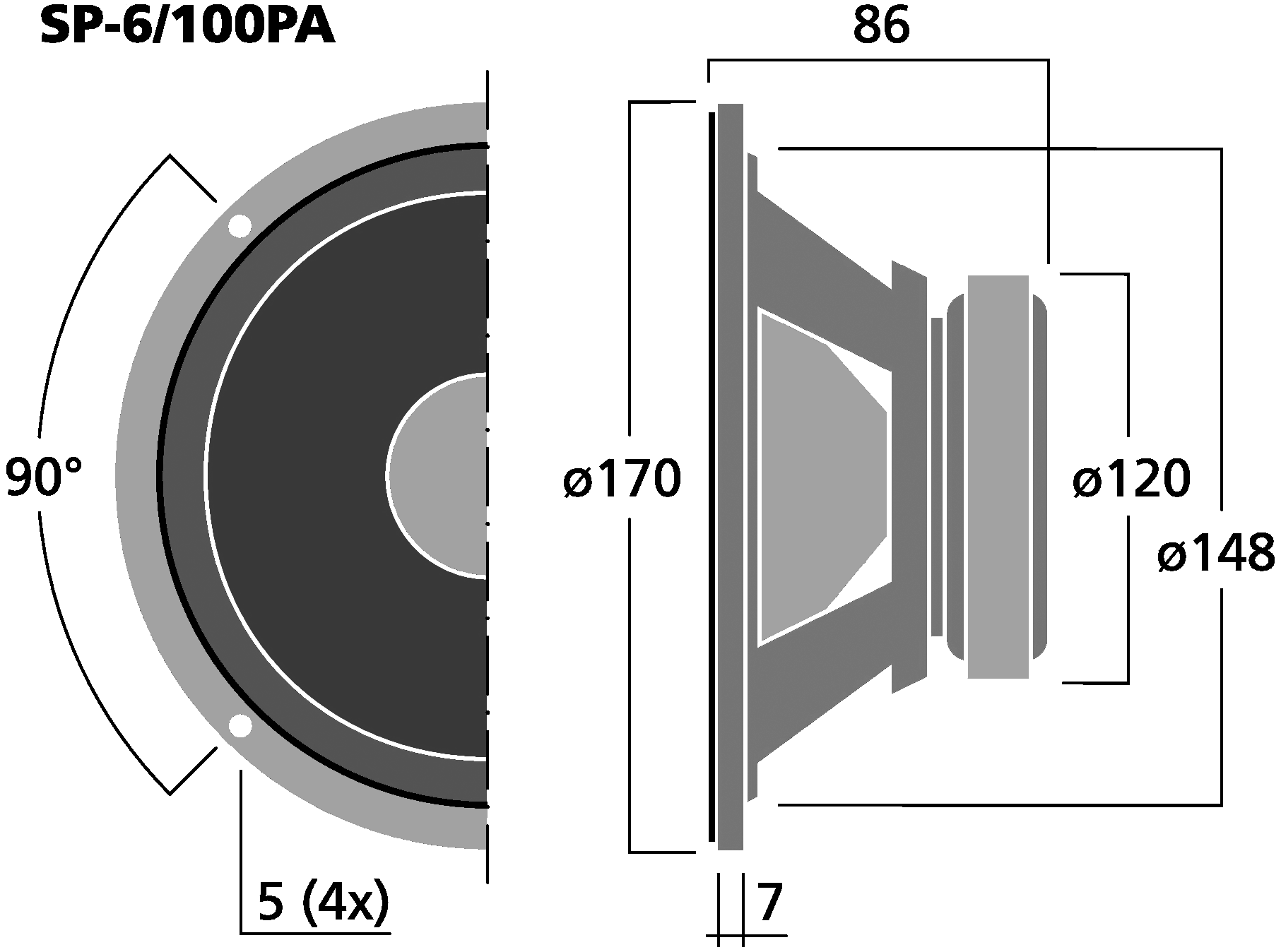 MONACOR SP-6/100PA Dimensions