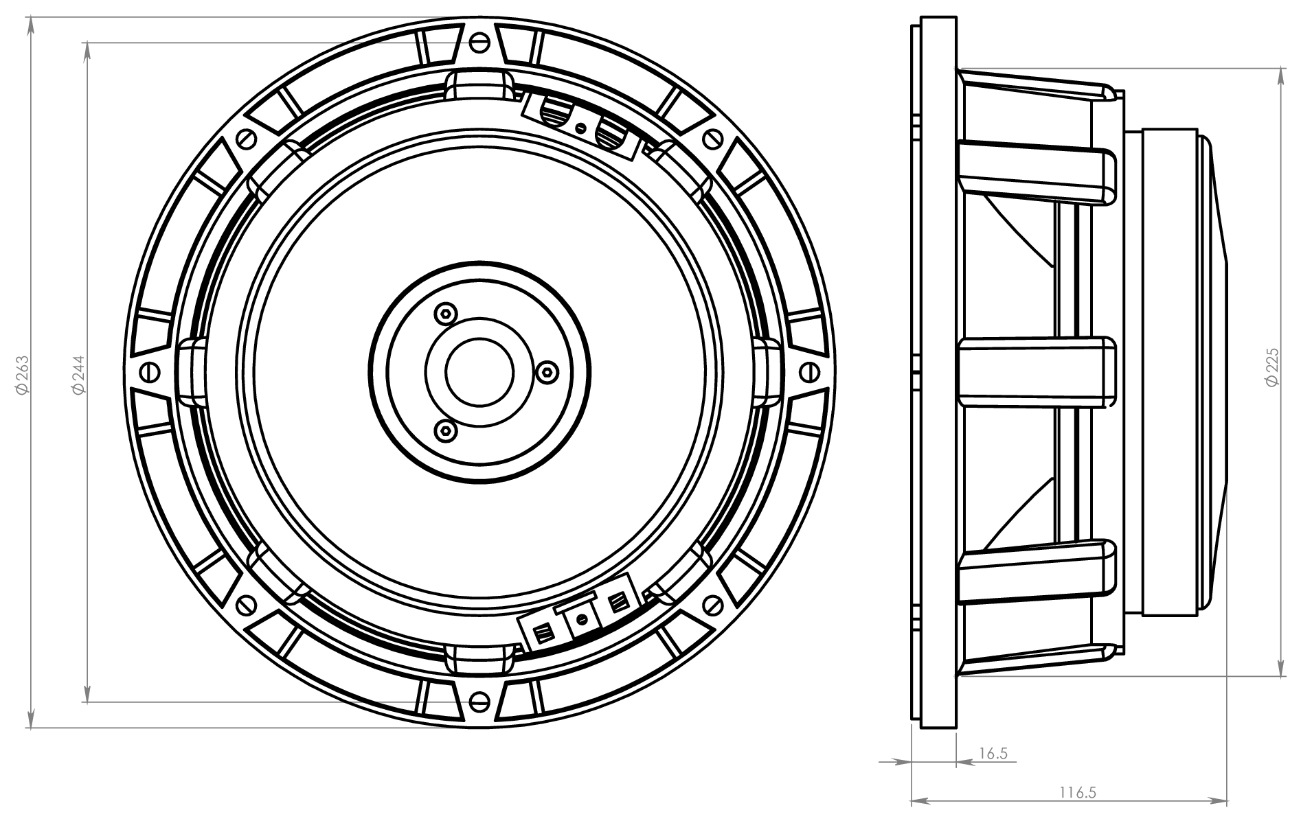 Oberton 10MB500 Dimensions