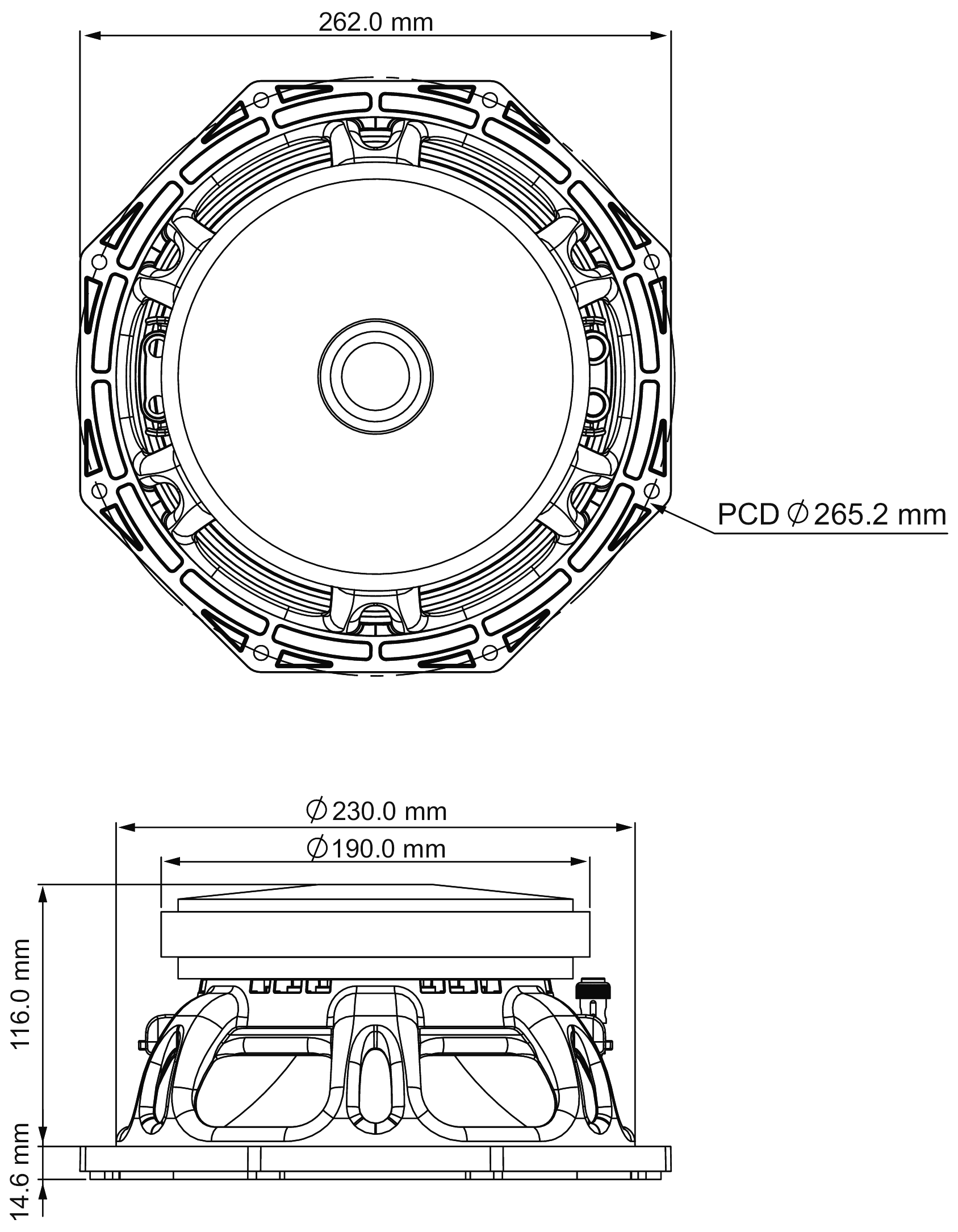 P.Audio 10FT-65MB Dimensions