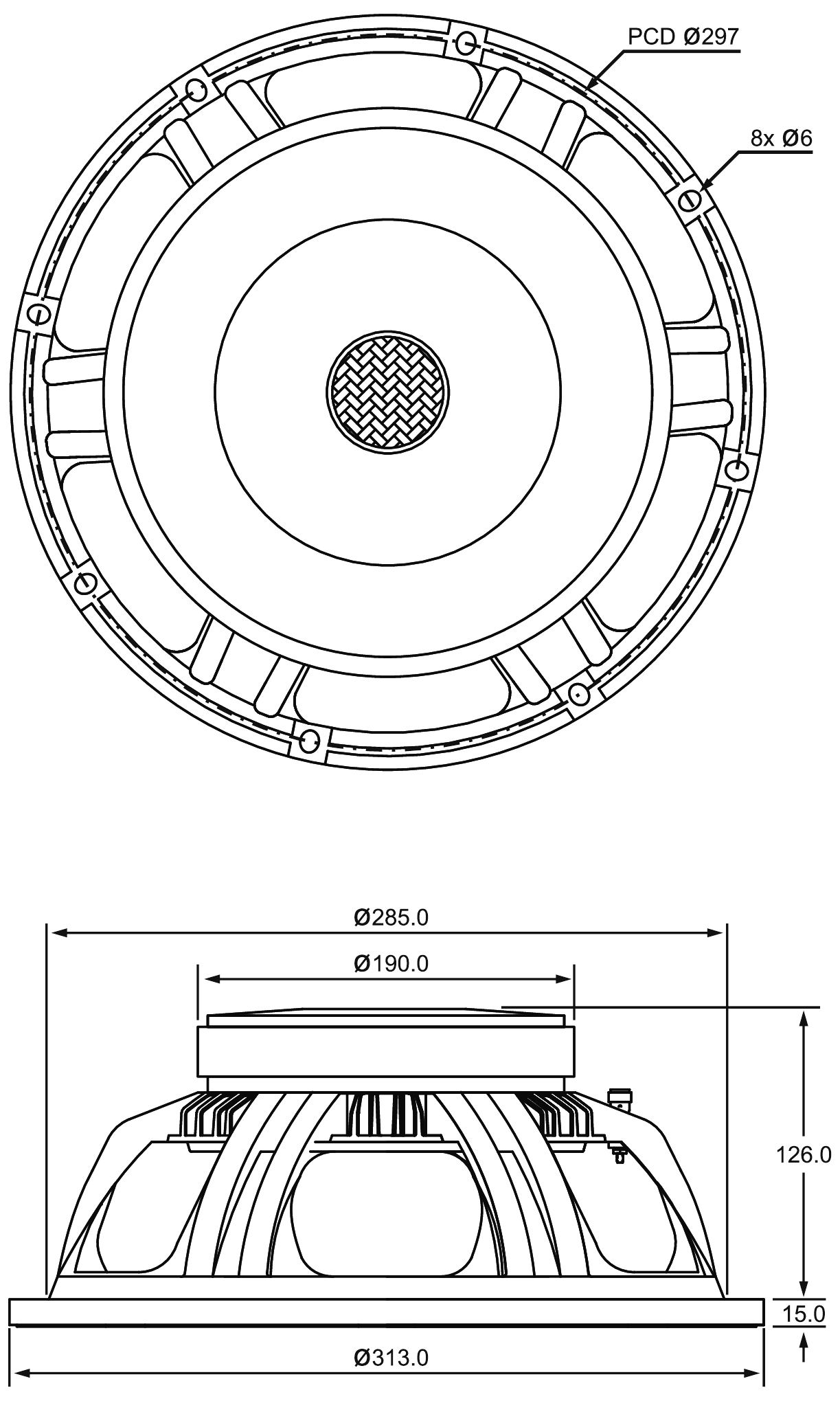 P.Audio 12BMA-300B Dimensions