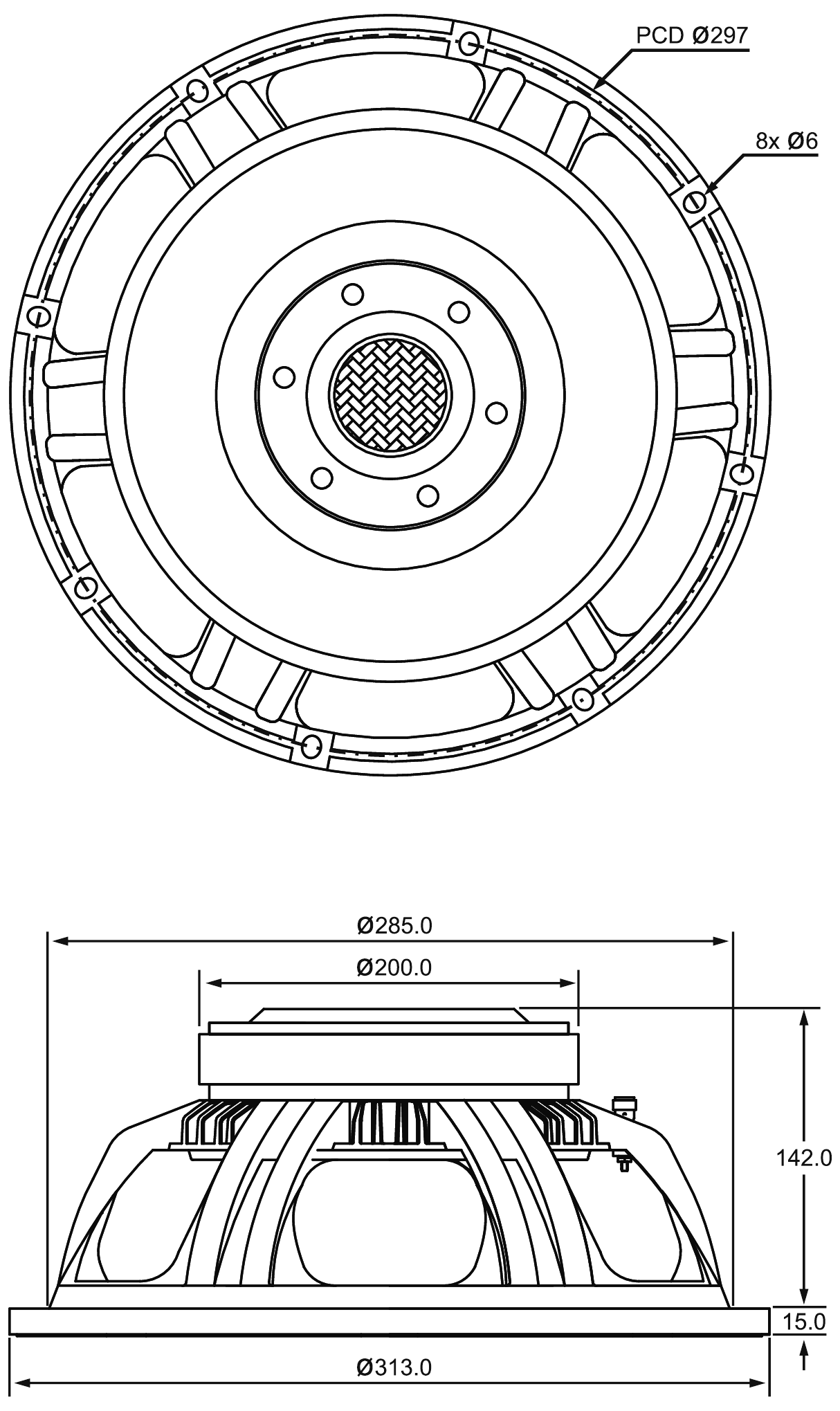 P.Audio 12BMA-500B Dimensions