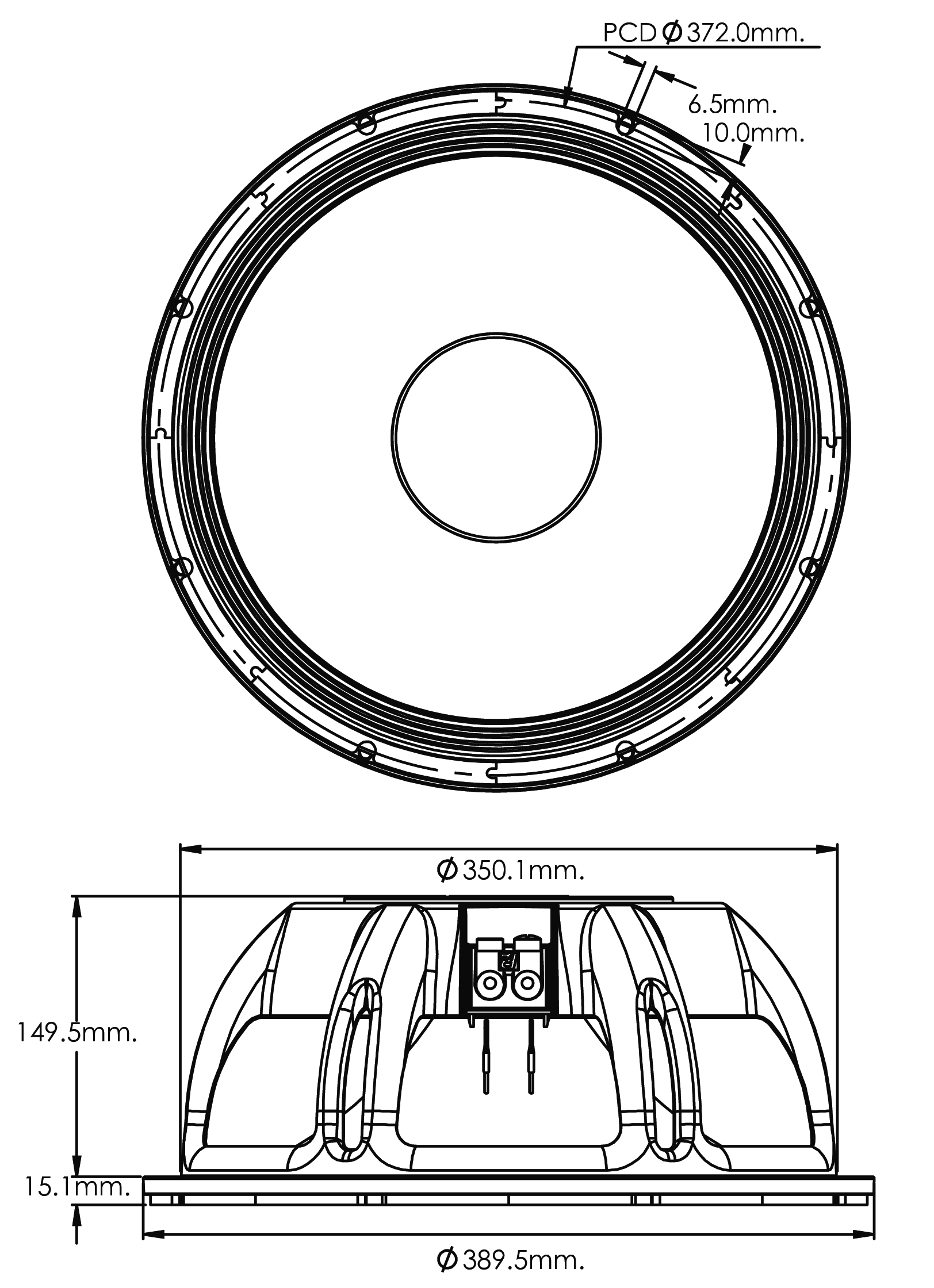 P.Audio 15BM-450B Dimensions