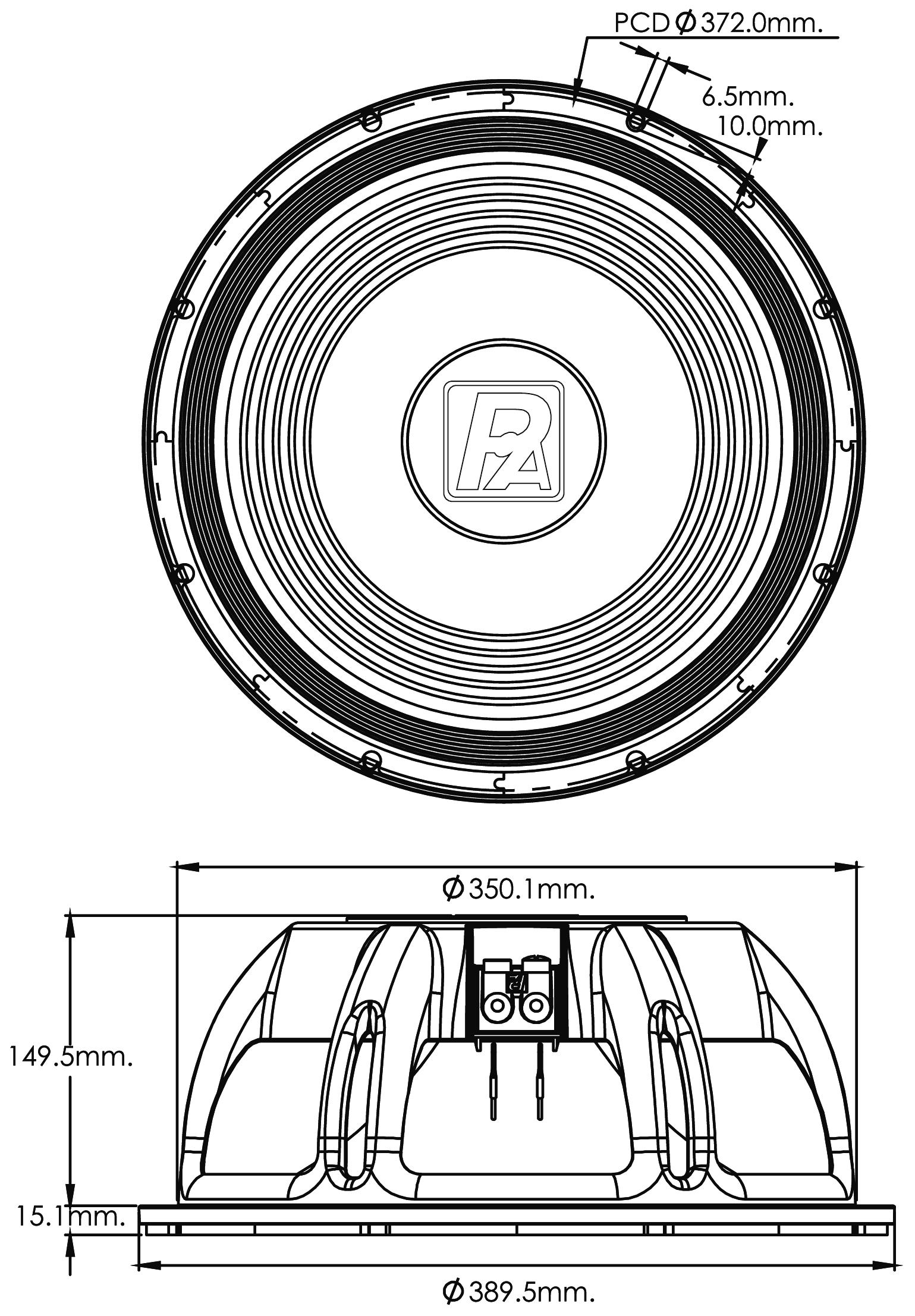 P.Audio 15FT-45MB Dimensions