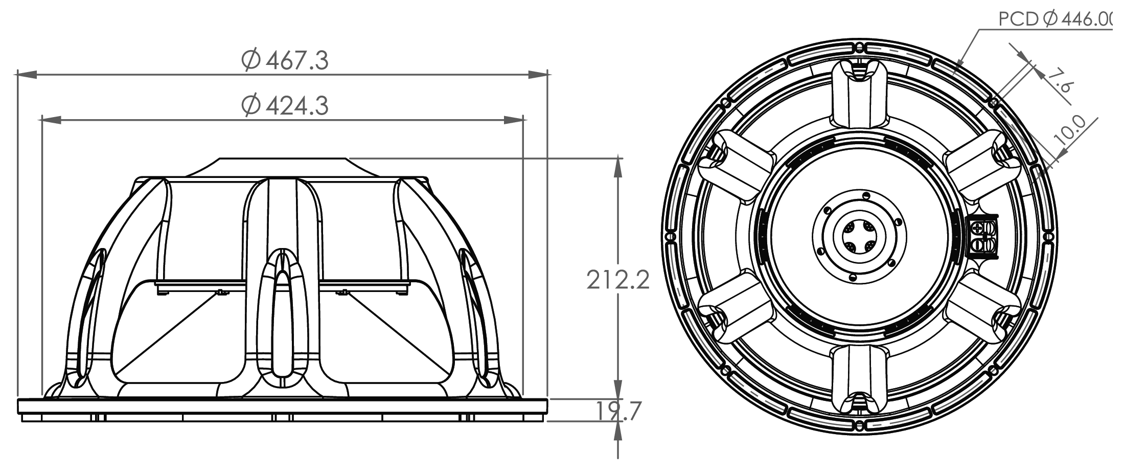 P.Audio 18BM-1000S Dimensions