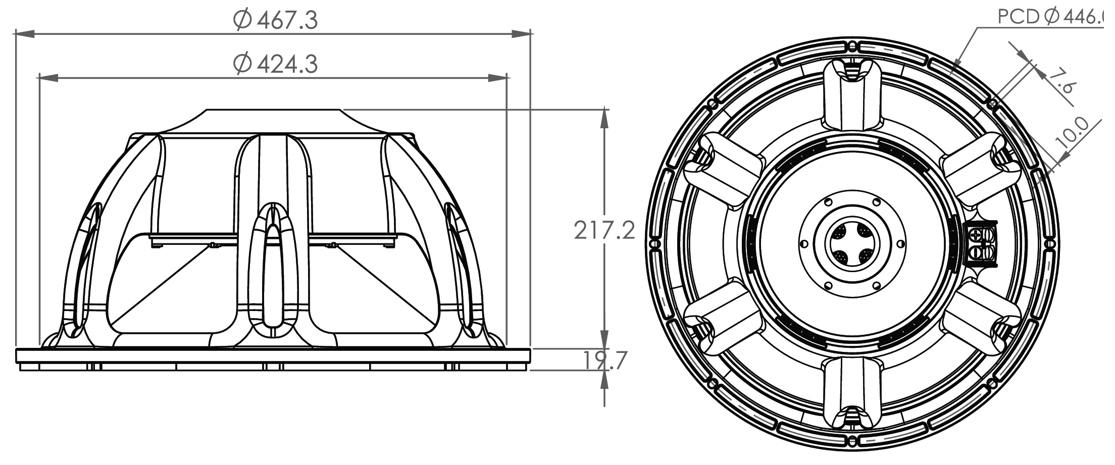 P.Audio 18BM-1200S Dimensions