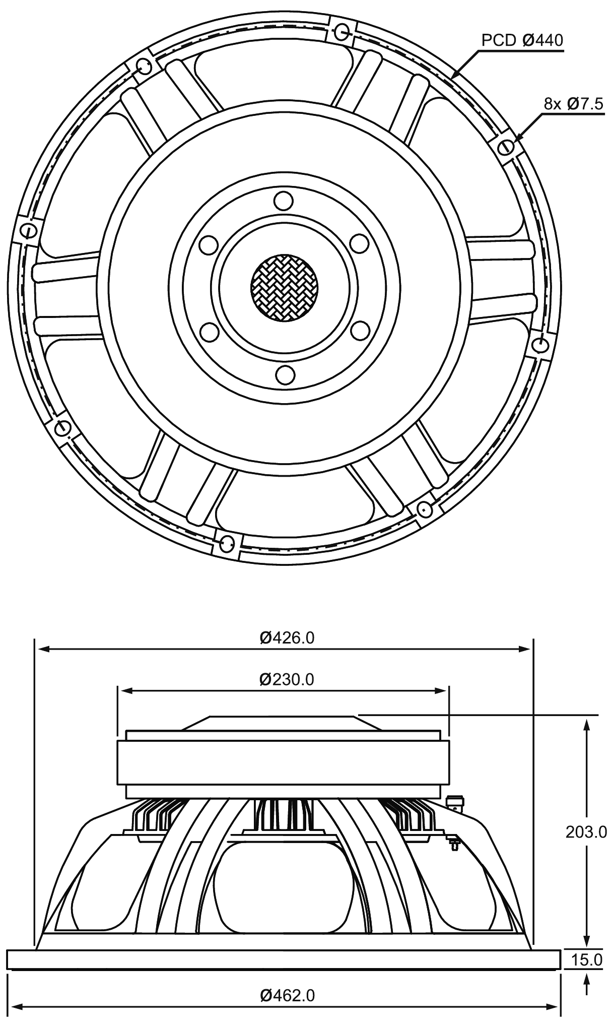 P.Audio 18BMA-1200S Dimensions
