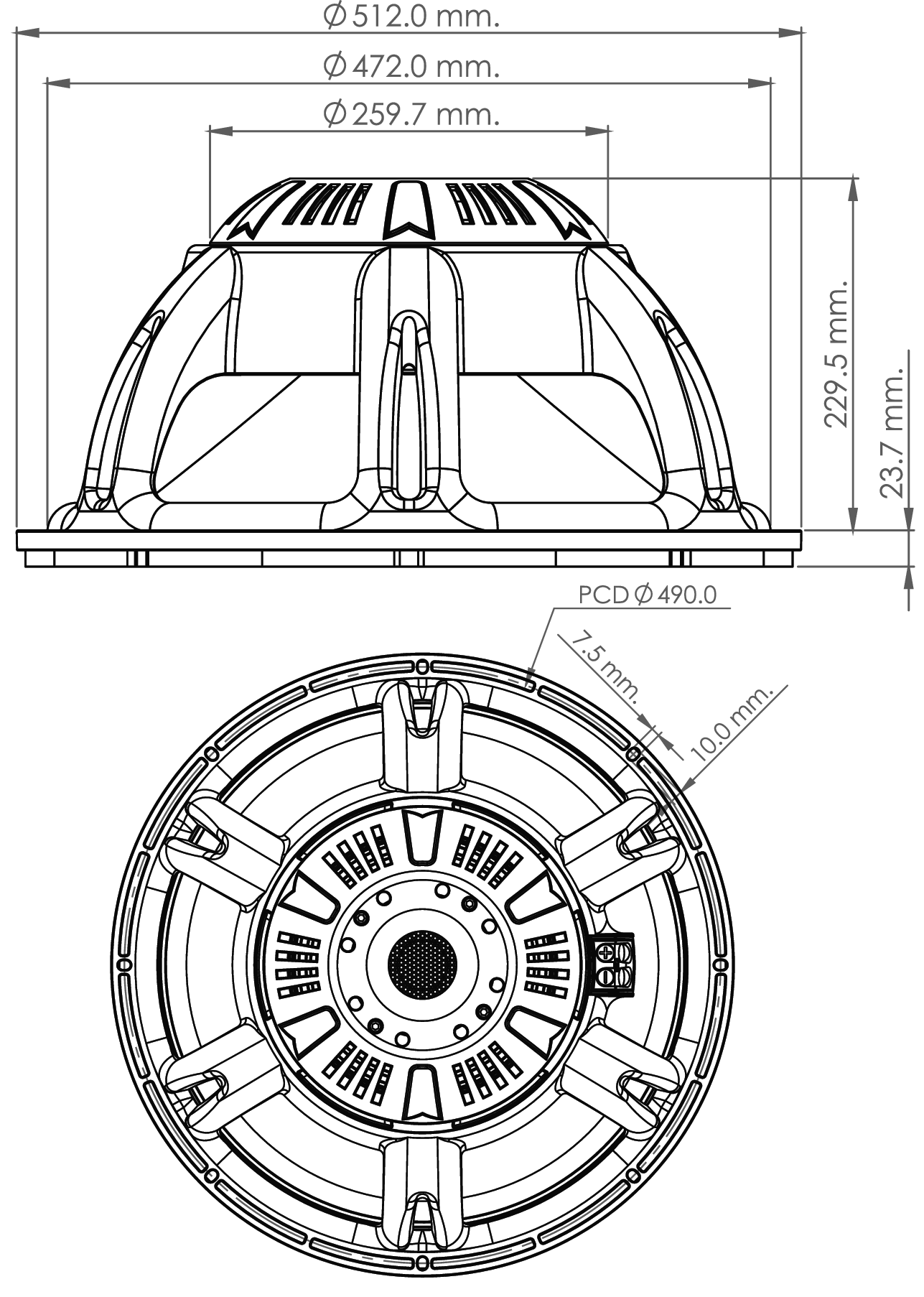 P.Audio 19NT-115XB Dimensions