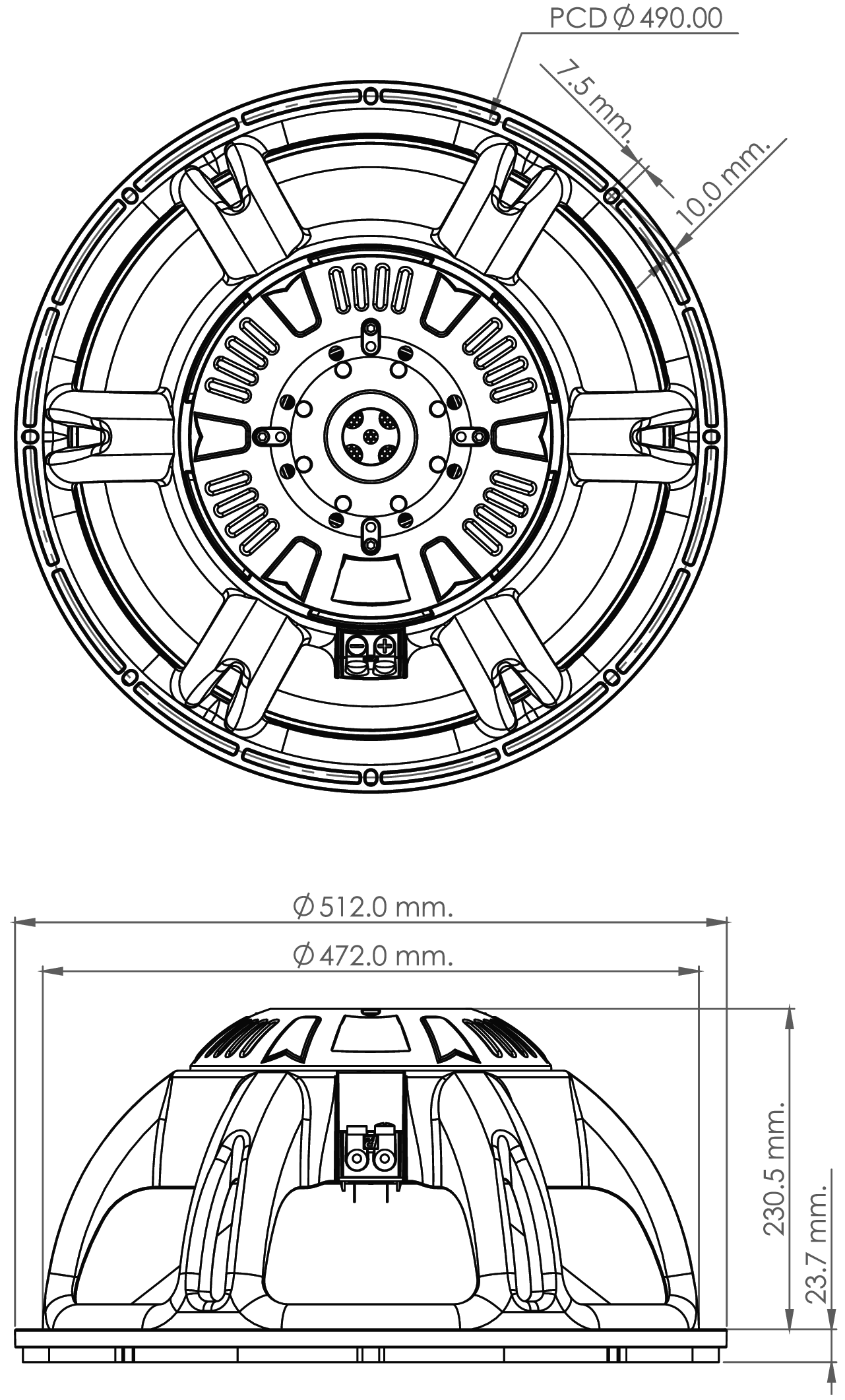 P.Audio 19NT-125XB Dimensions