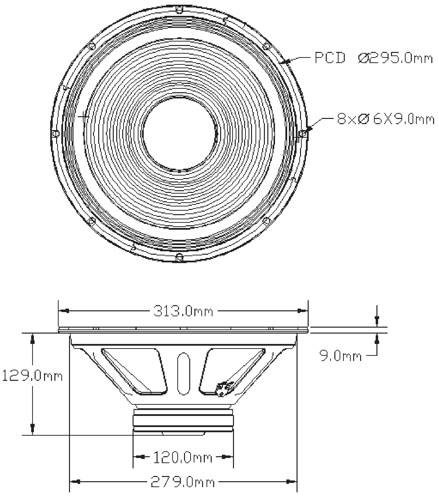 P.Audio IMF HP12W V3 Dimensions