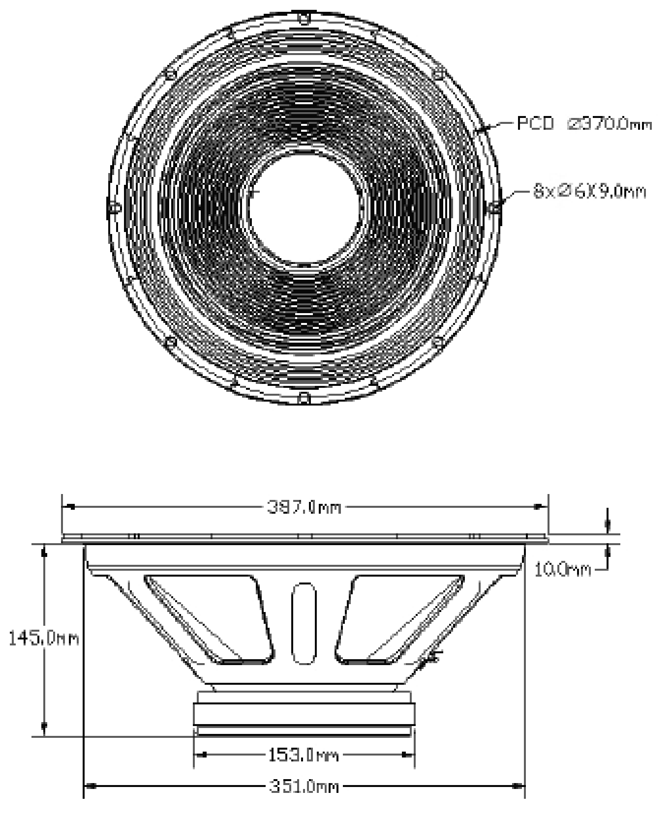 P.Audio IMF HP15W V3 Dimensions