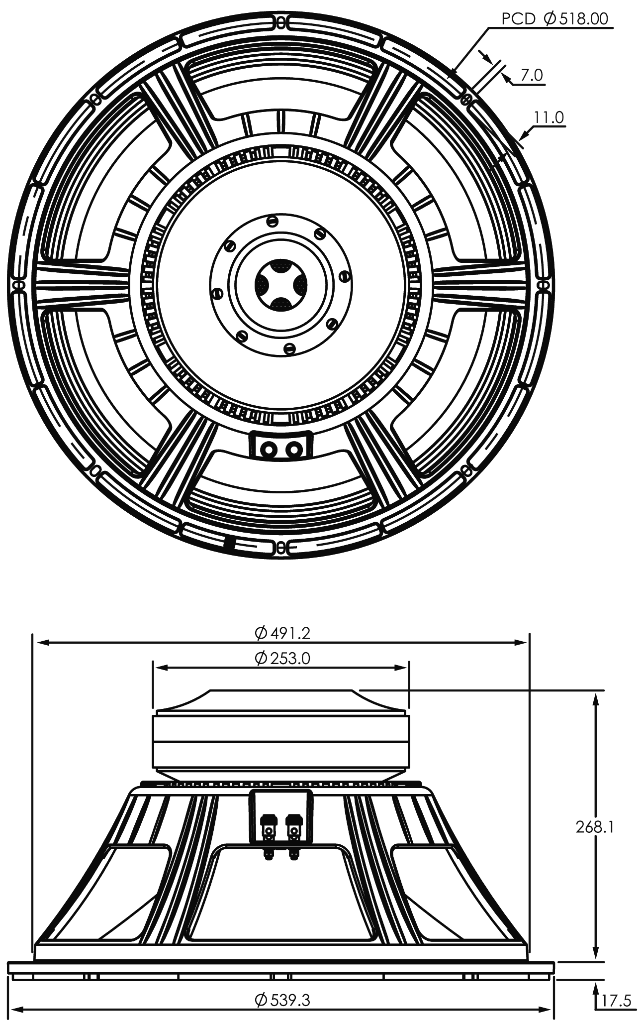 P.Audio SD21-125XB Dimensions