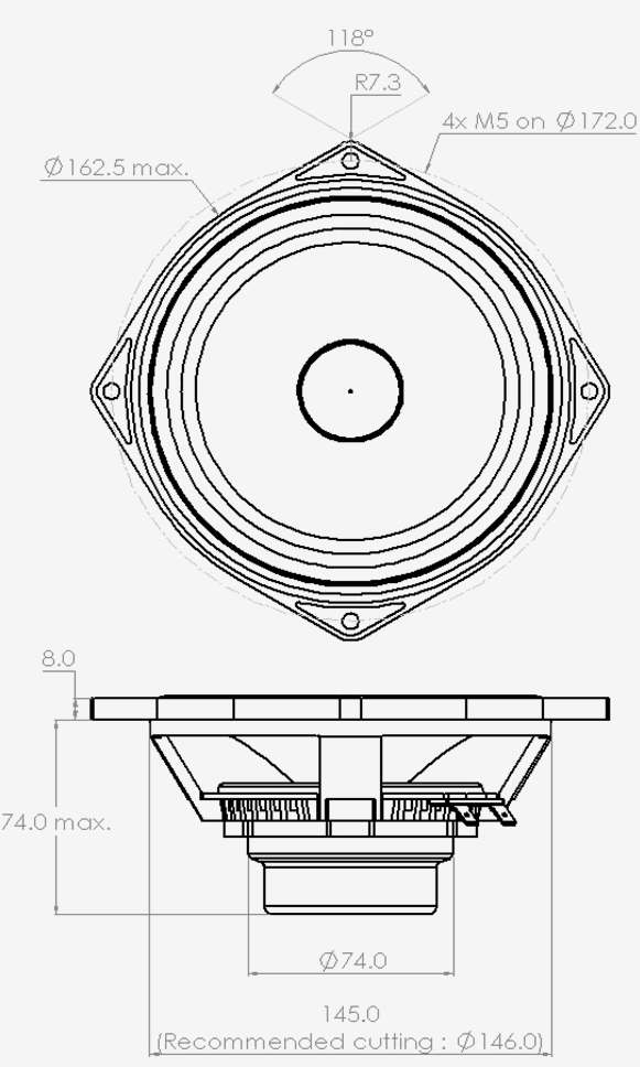 PHL audio 1343NdU Dimensions