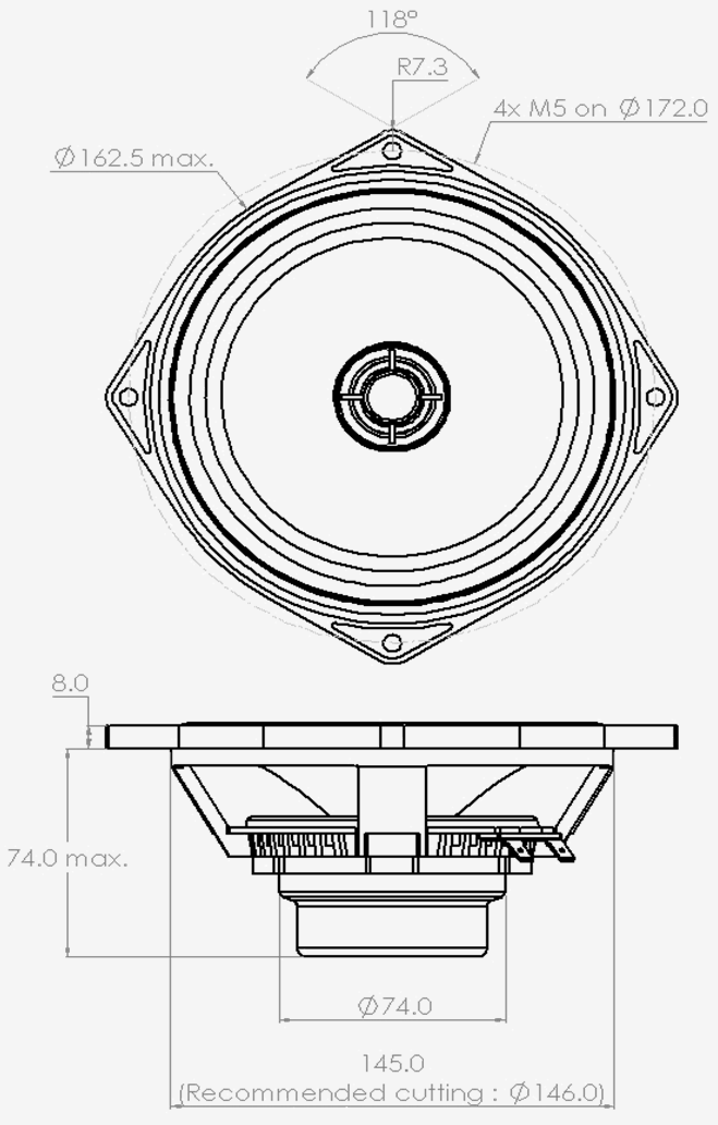 PHL audio 1365NdU Dimensions