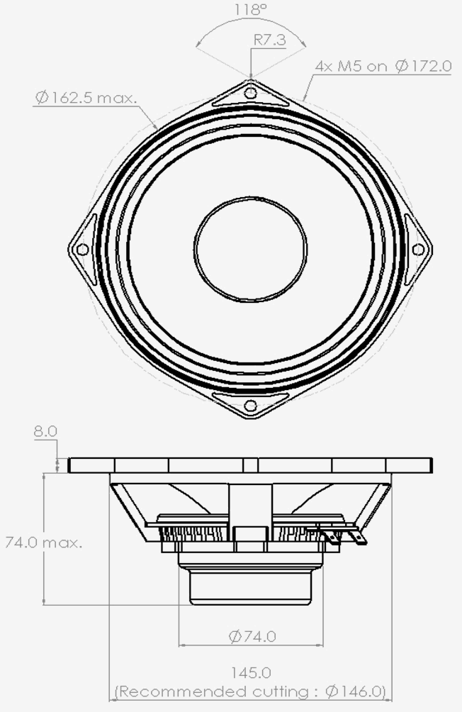 PHL audio 1426NdU Dimensions