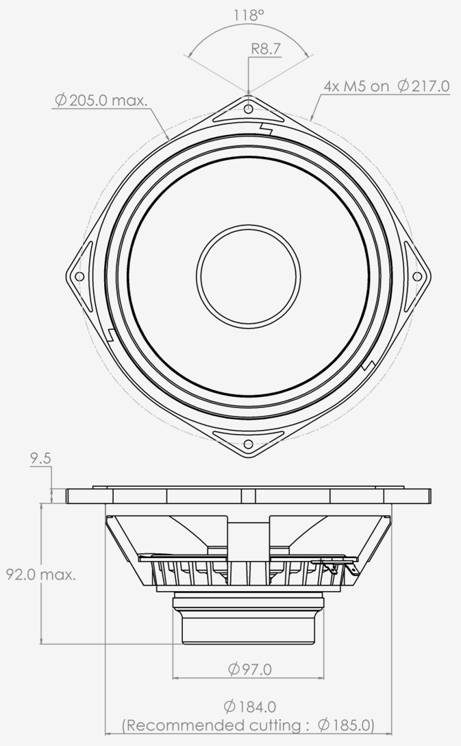 PHL audio 2513NdU Dimensions