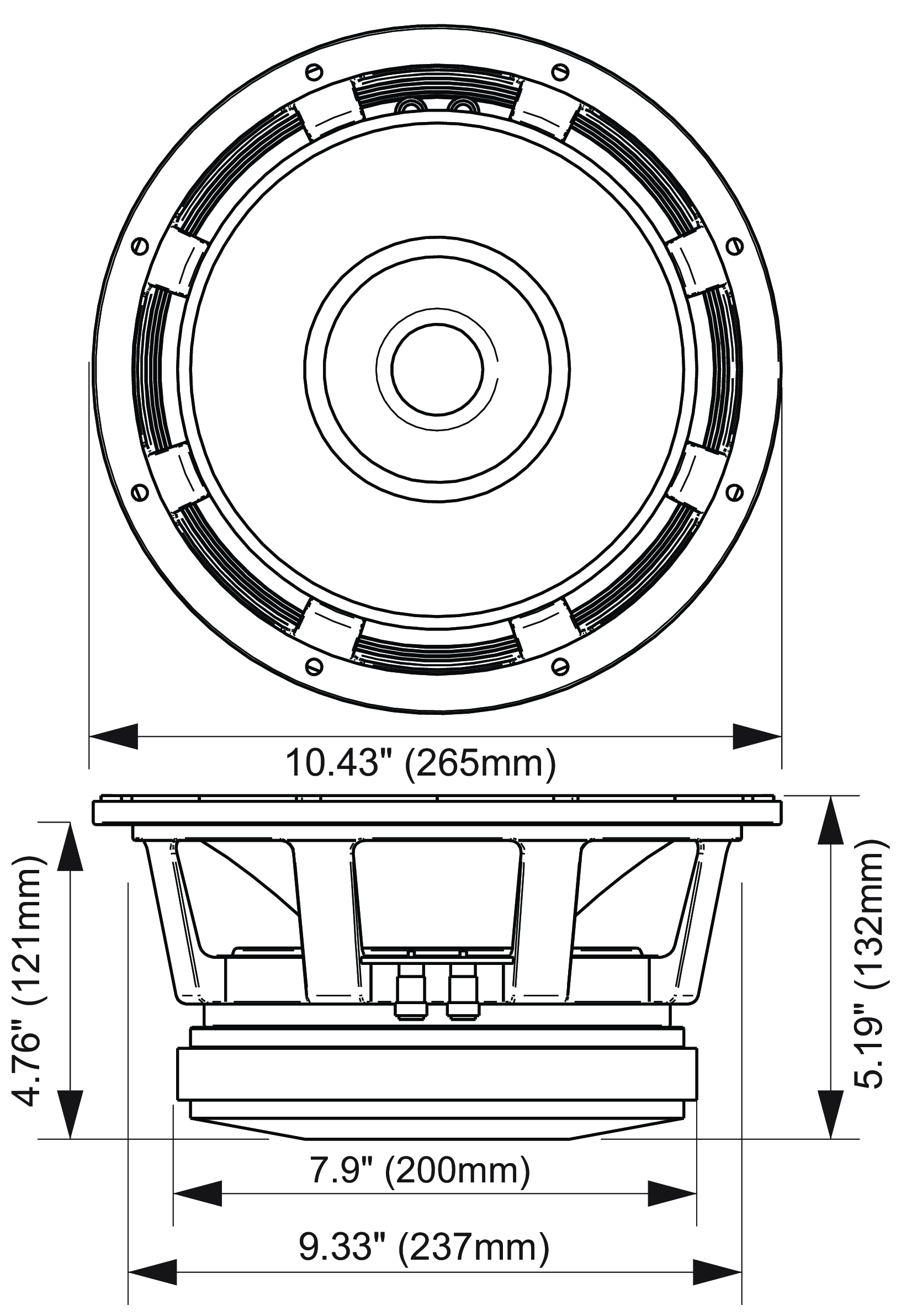 PRV Audio 10MR1003FT Dimensions