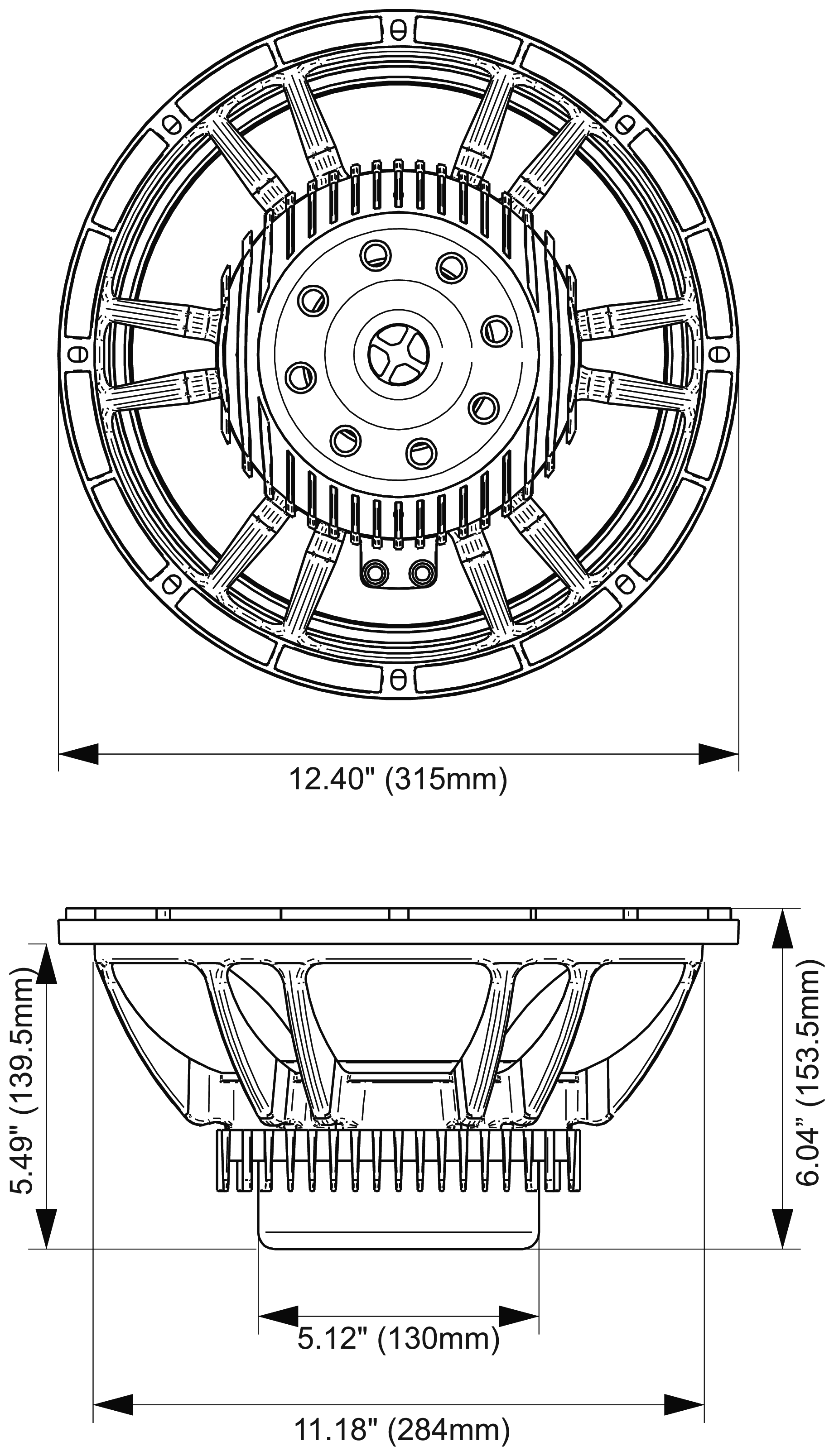 PRV Audio 12MB2000FT-NDY Dimensions