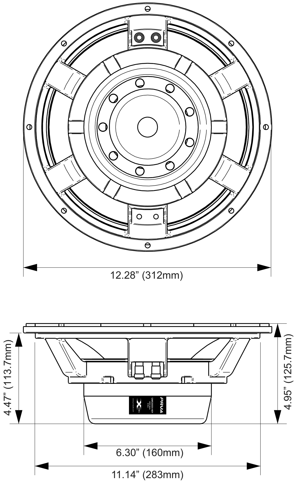 PRV Audio 12MR2000X-NDY Dimensions
