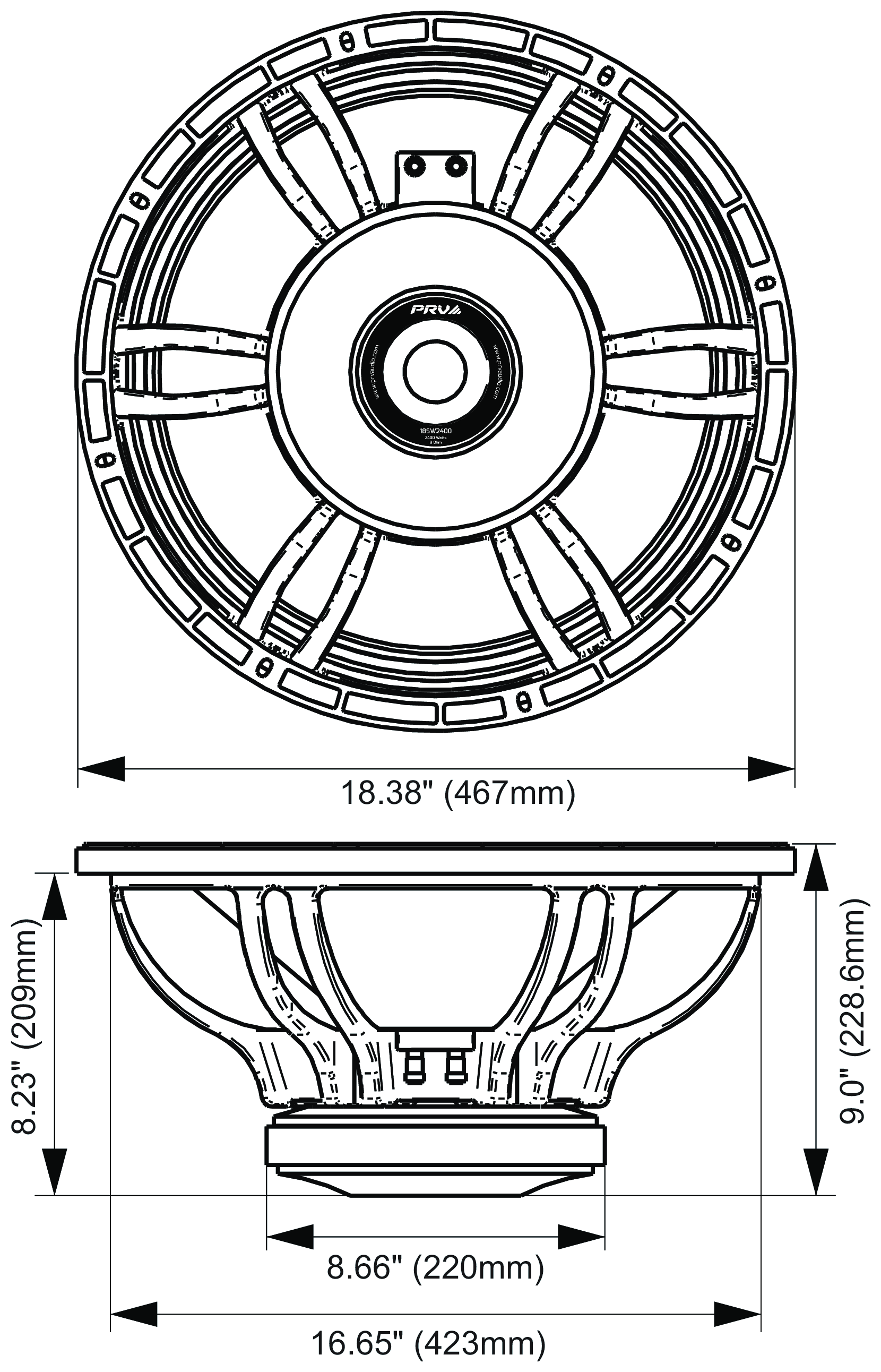 PRV Audio 18SW2400 Dimensions