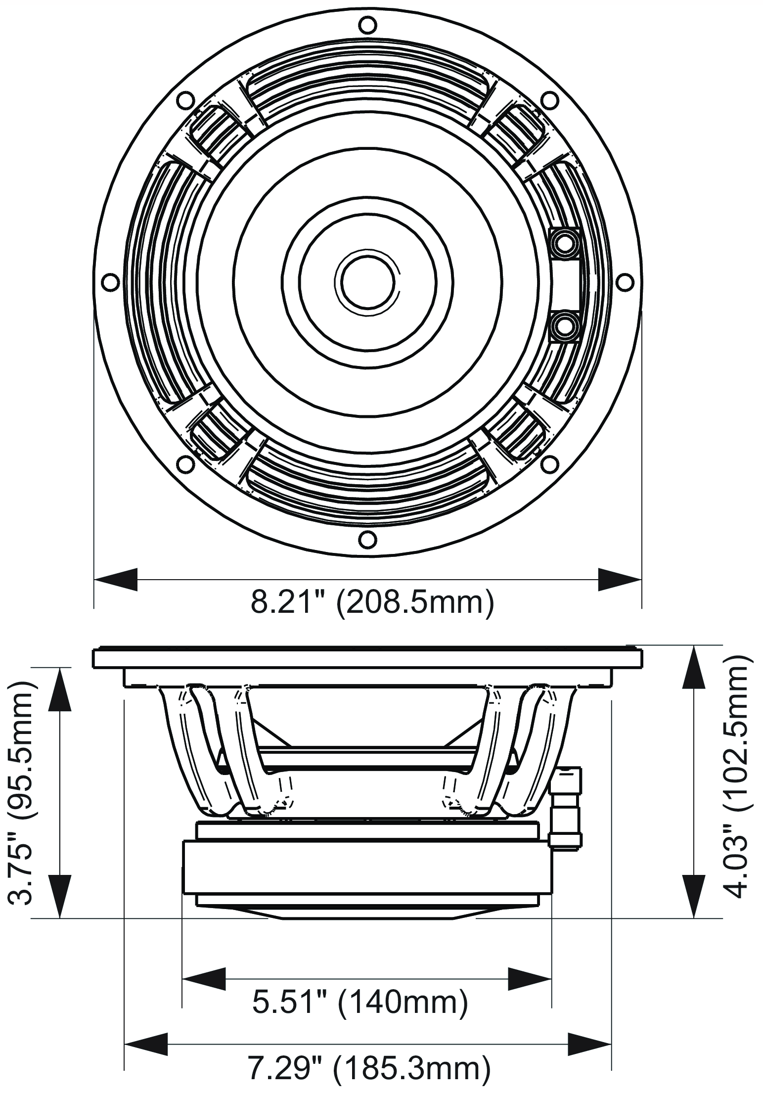 PRV Audio 8MR600X-4 Dimensions