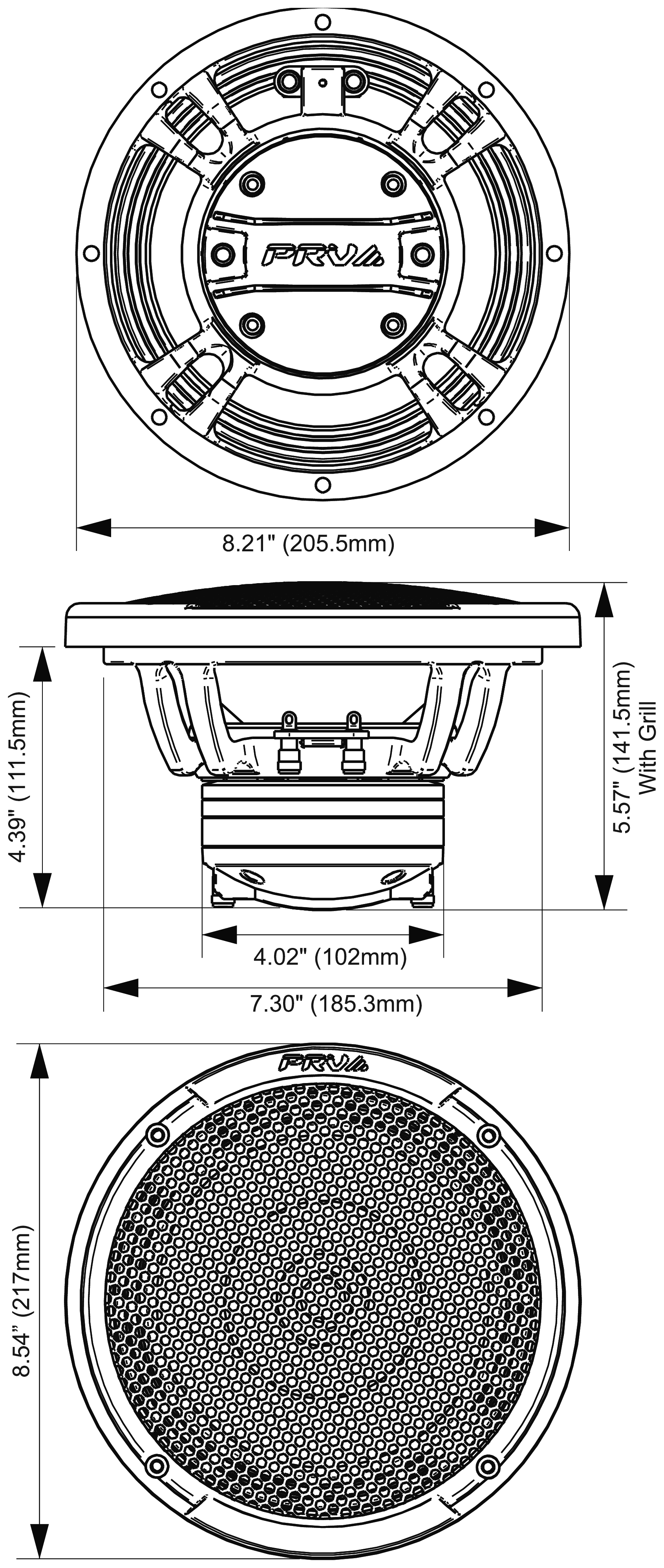 PRV Audio MT8CX680CF-NDY-4 Dimensions