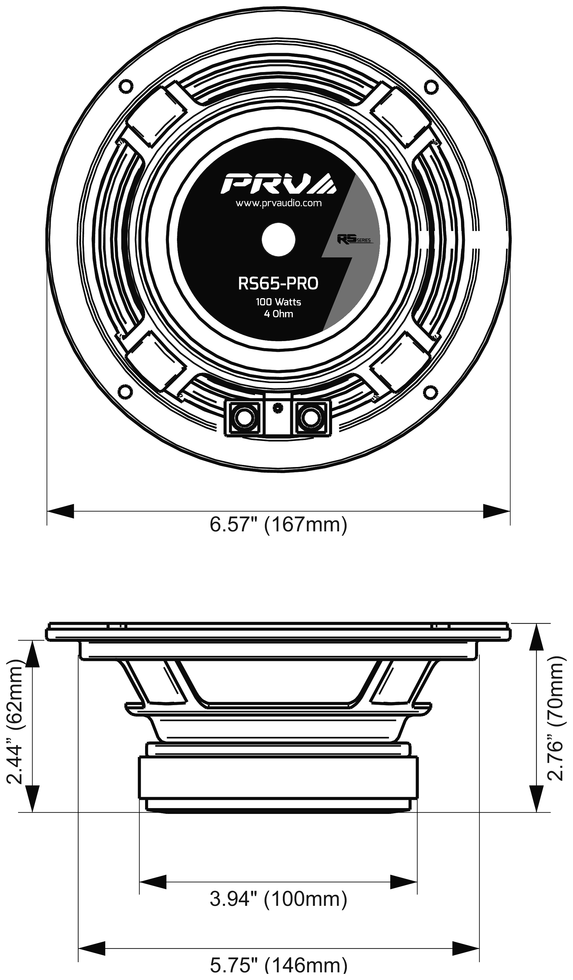 PRV Audio RS65-PRO Dimensions
