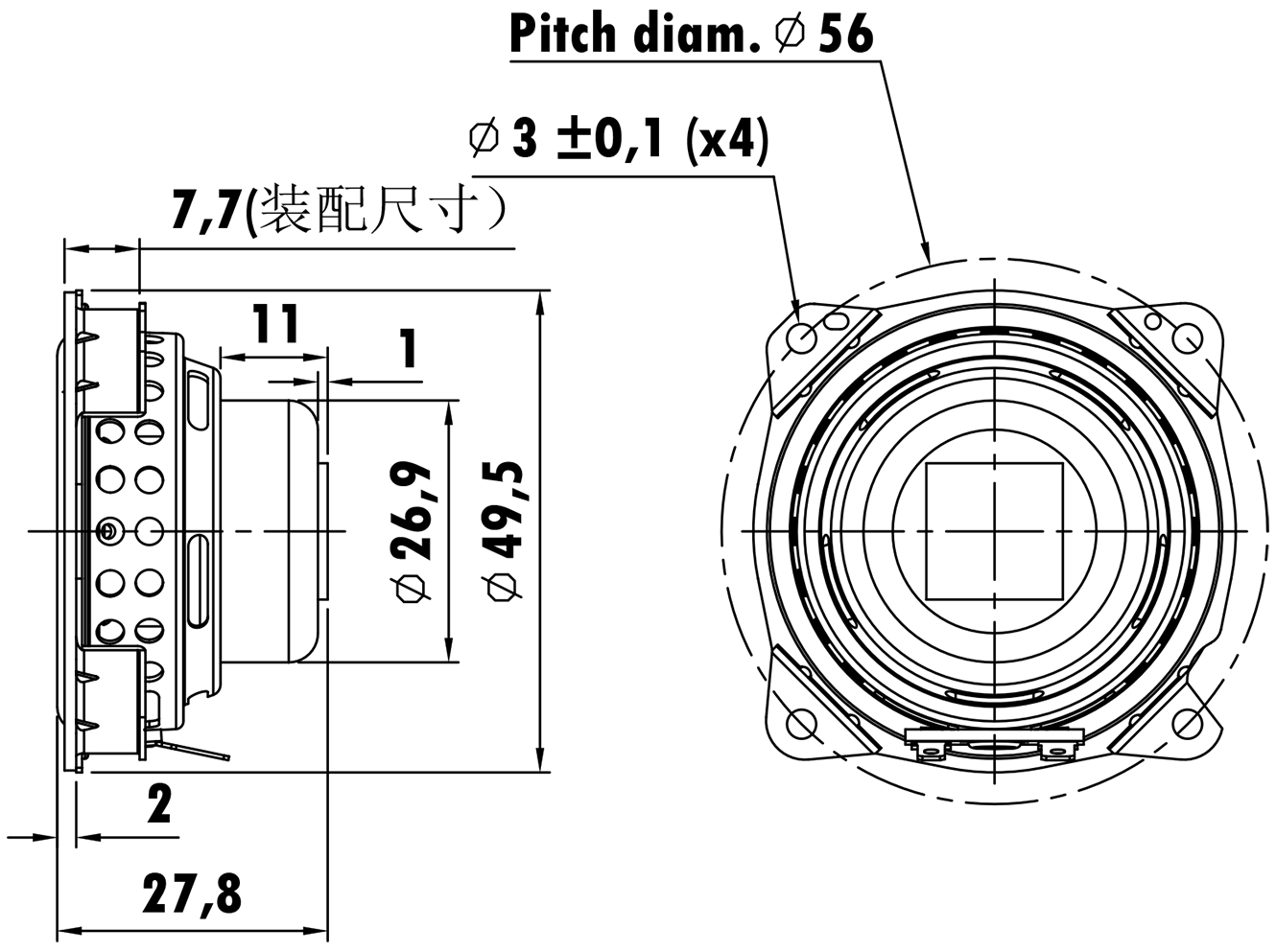 PUNKTKILDE ASDFL1002-0401 Dimensions