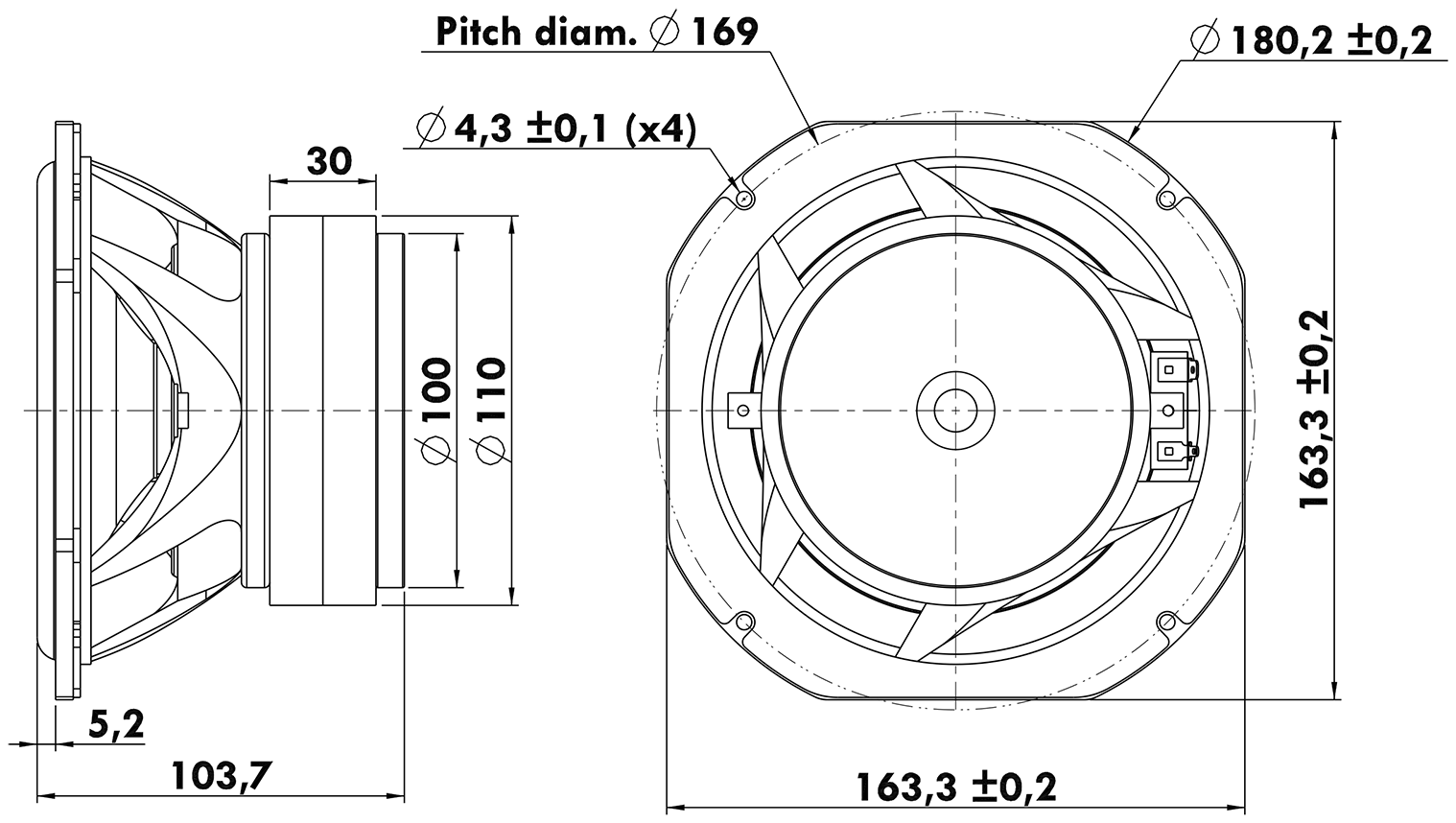 PUNKTKILDE ASDWD0001-0401 Dimensions