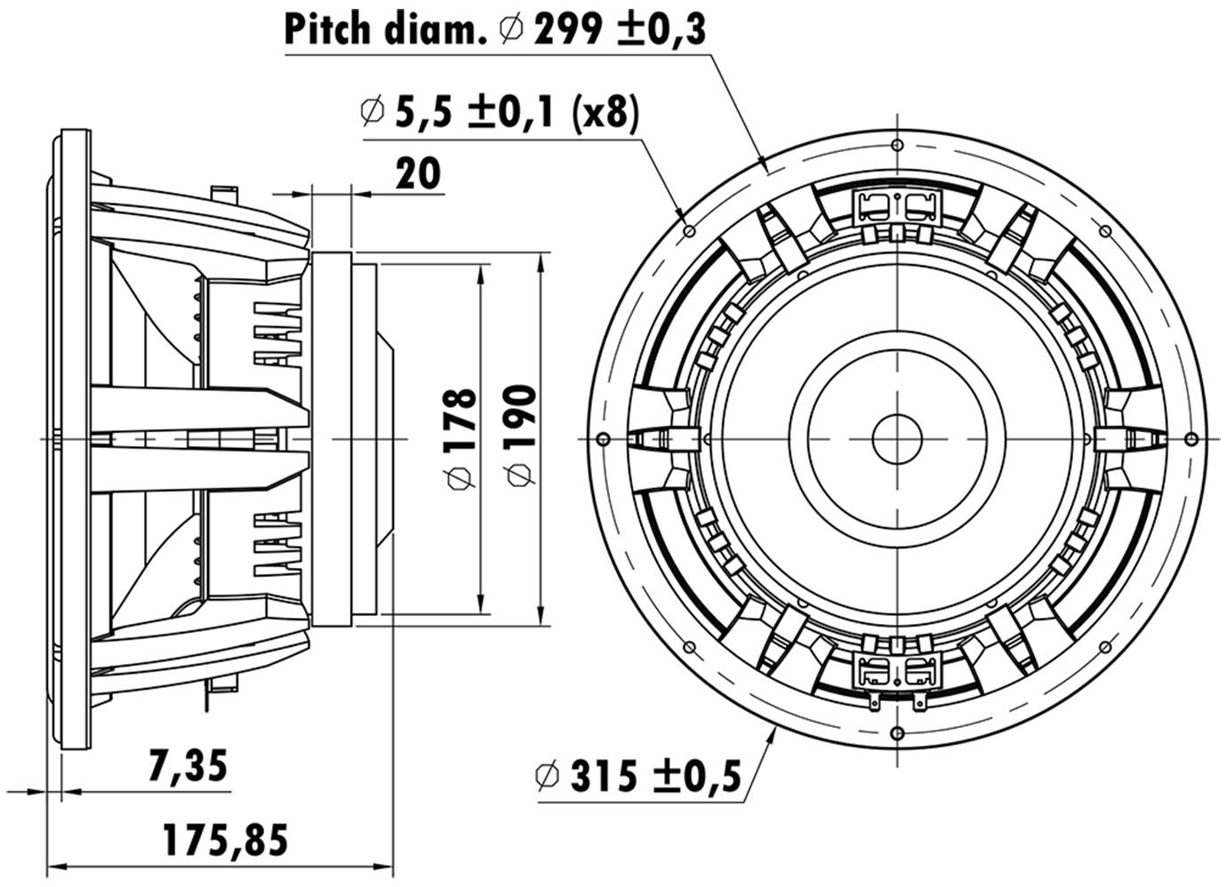 PUNKTKILDE ASDWD0001-0800 Dimensions