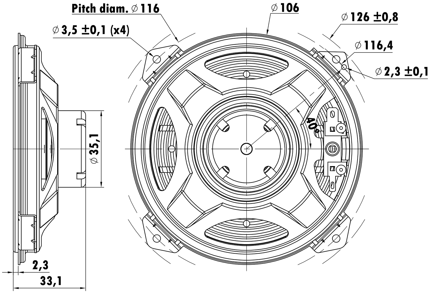 PUNKTKILDE ASDWL2000-0200 Dimensions