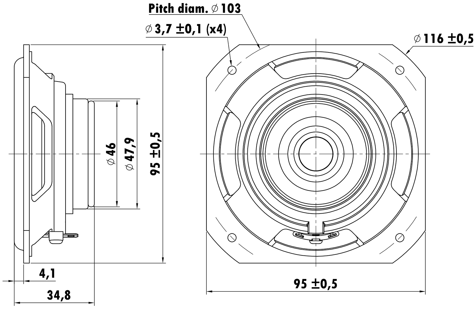 PUNKTKILDE AUGWL0009-JN04 Dimensions