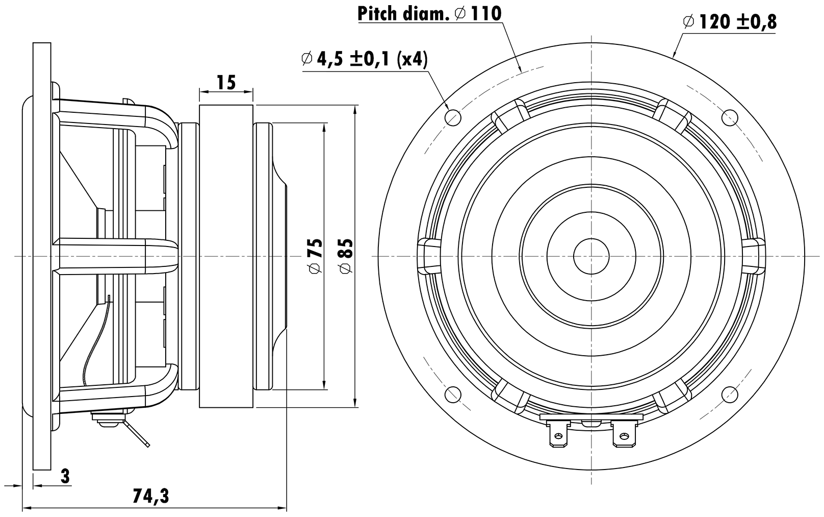 PUNKTKILDE AUGWL0010-JN04 Dimensions