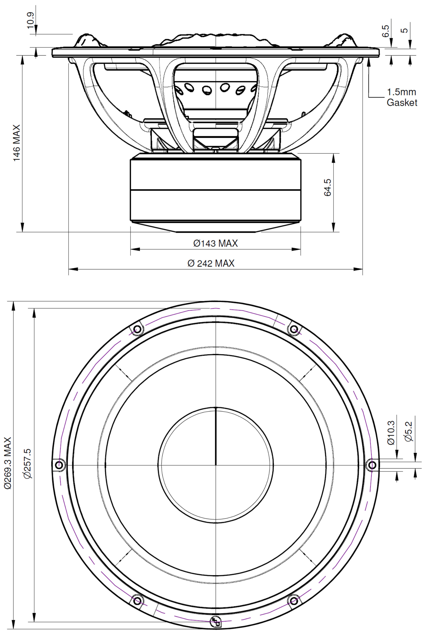 PURIFI PTT10.0X08-NAB-01 Dimensions