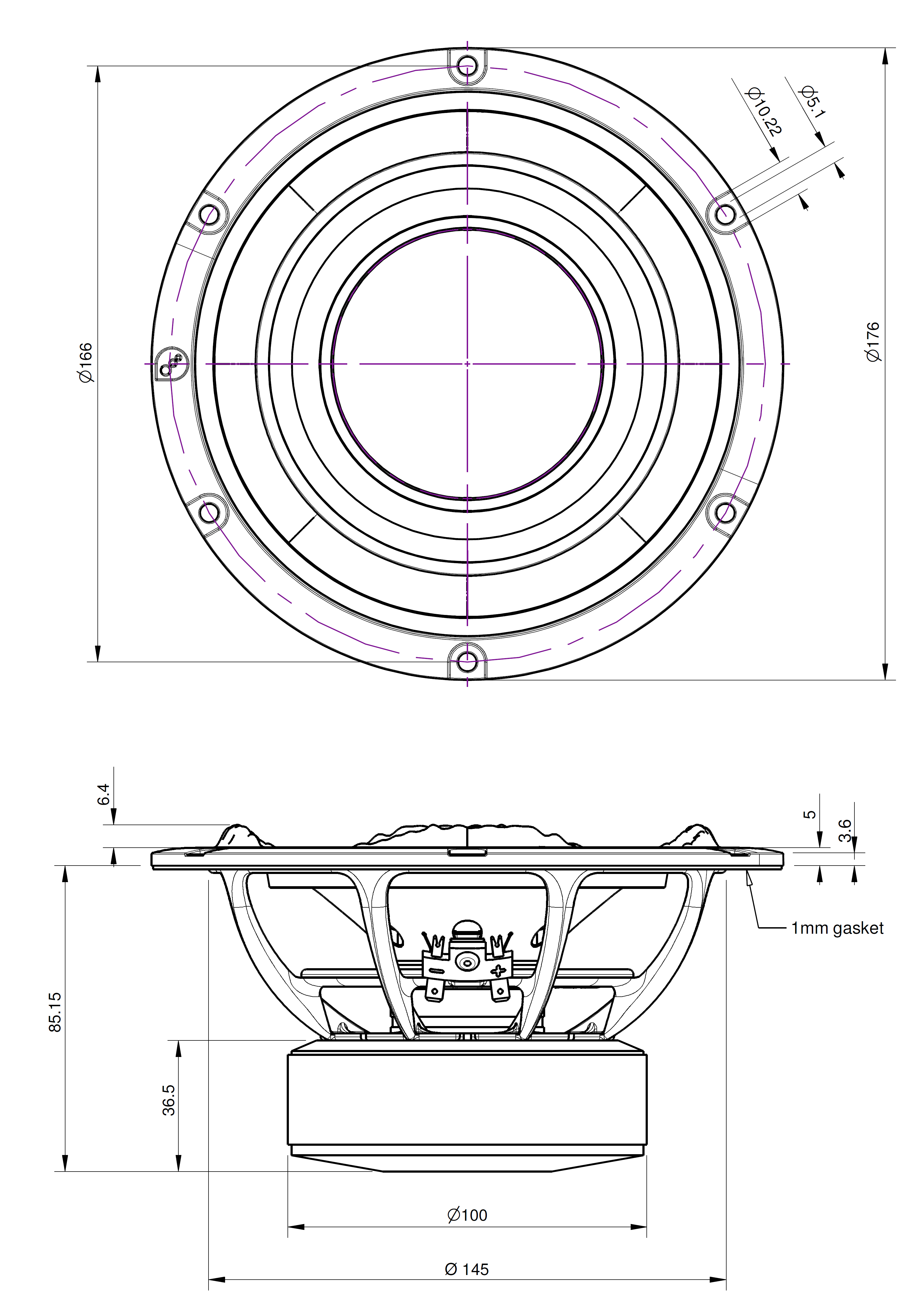 PURIFI PTT6.5W08-NFA-01 Dimensions