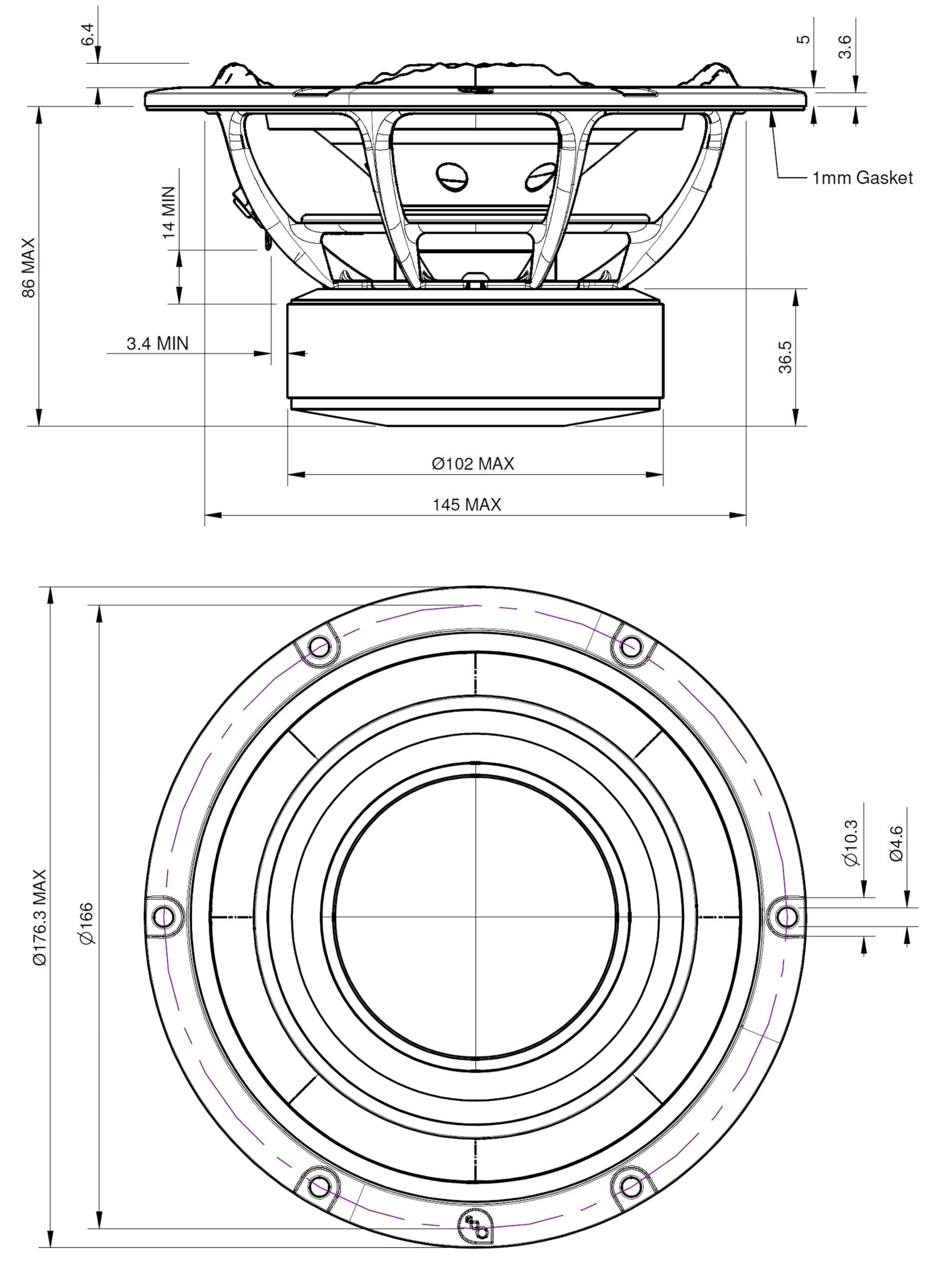 PURIFI PTT6.5X04-NFA-01 Dimensions