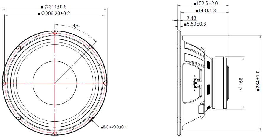 Peerless FSL-1230PR01-08 Dimensions