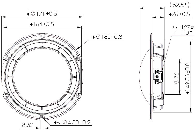 Peerless GBS-165F32CP00-02 Dimensions