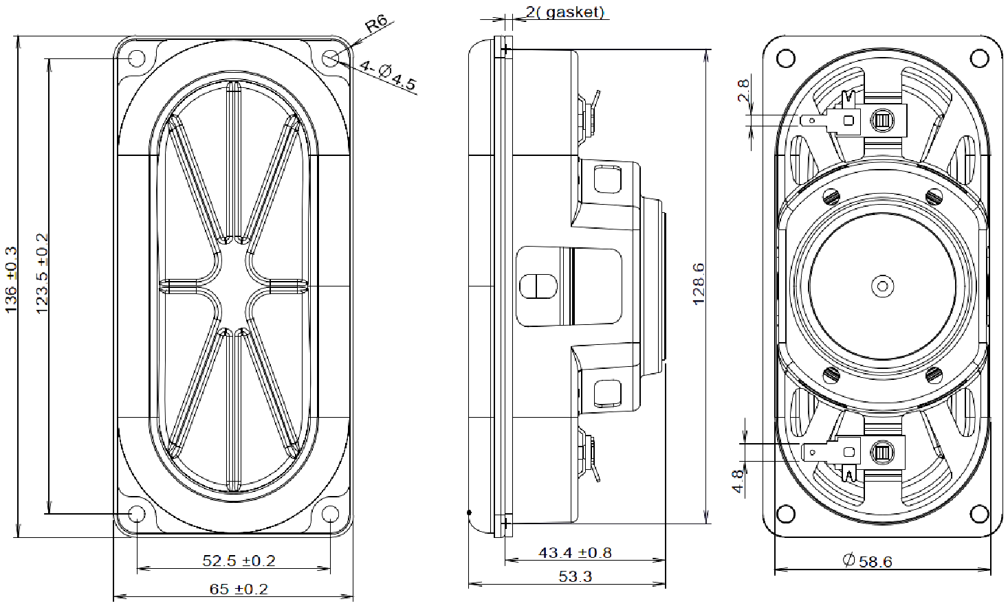 Peerless GBX-65X140N25AL00-04 Dimensions