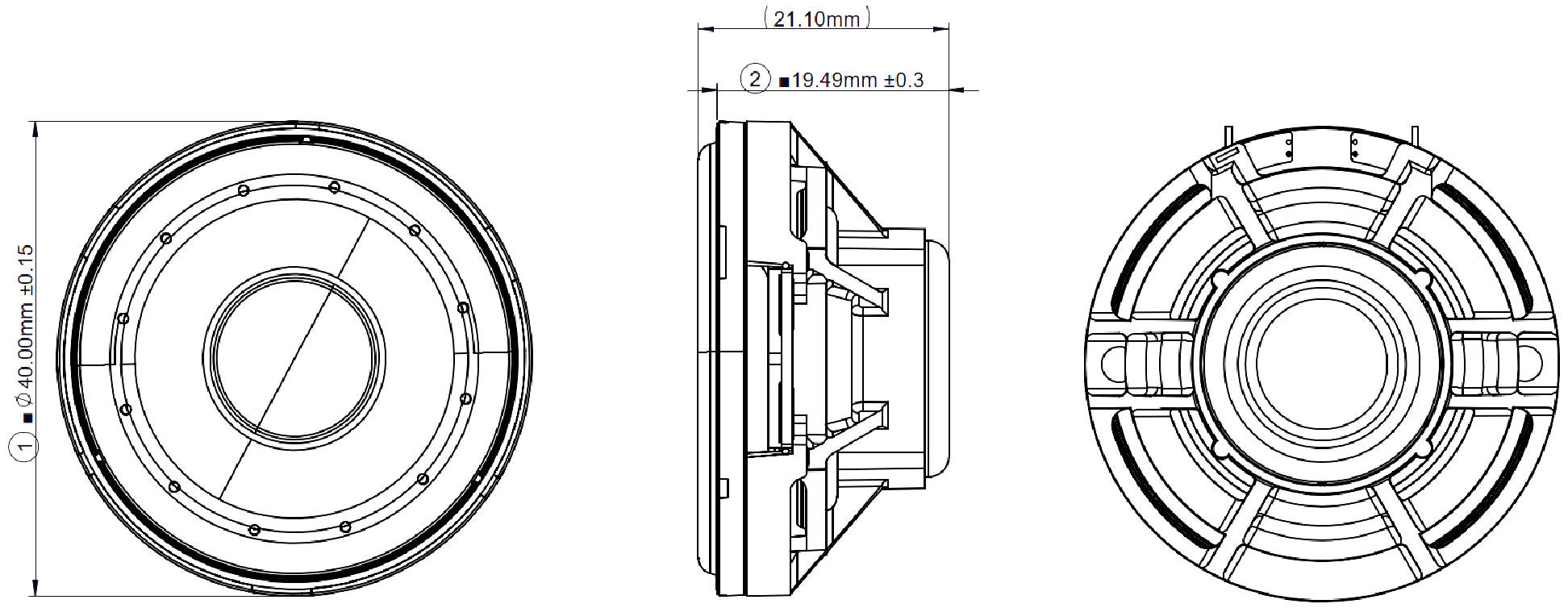 Peerless HVS-40N15PG01-04 Dimensions