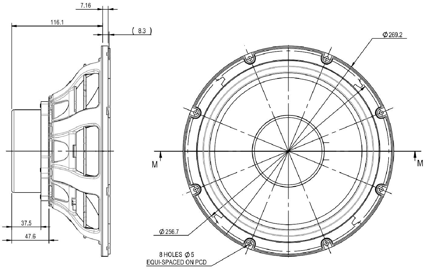 Peerless NCP-1030R00-08 Dimensions