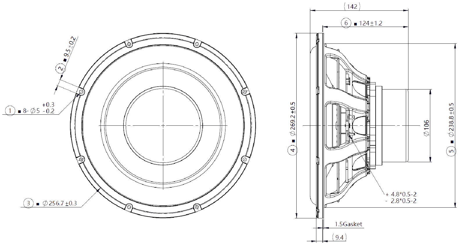 Peerless NCP-1030R02-08 Dimensions