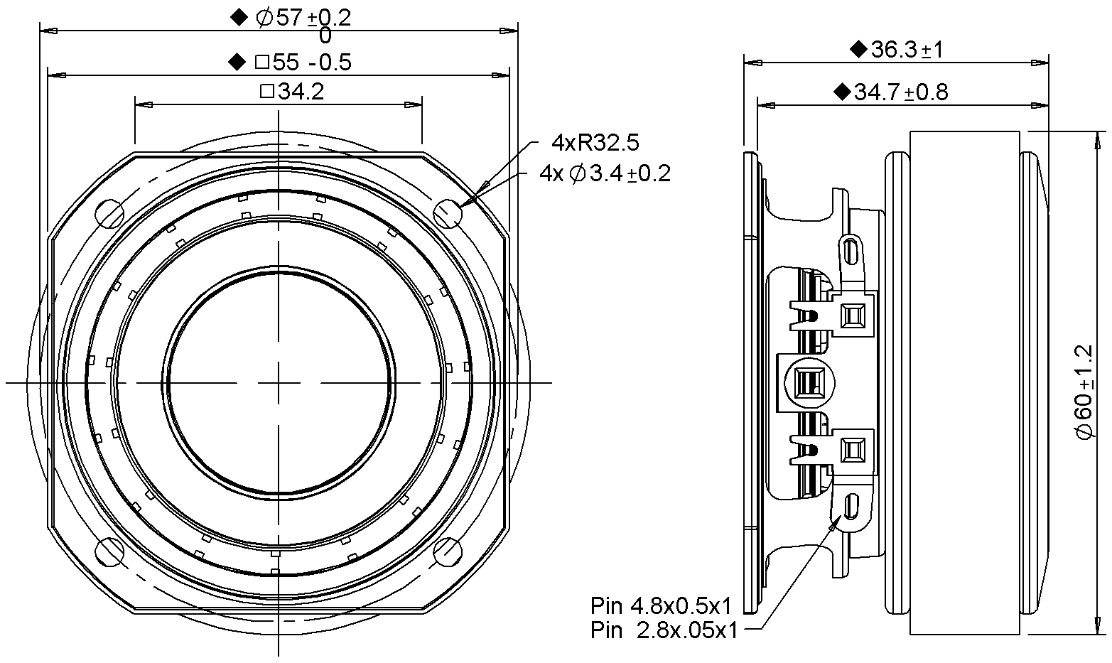 Peerless PLS-50F25AL03-04 Dimensions